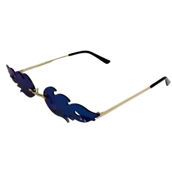 6076 | Blue Mirror Flame Rimless Sunglasses - Picture 3 of 5